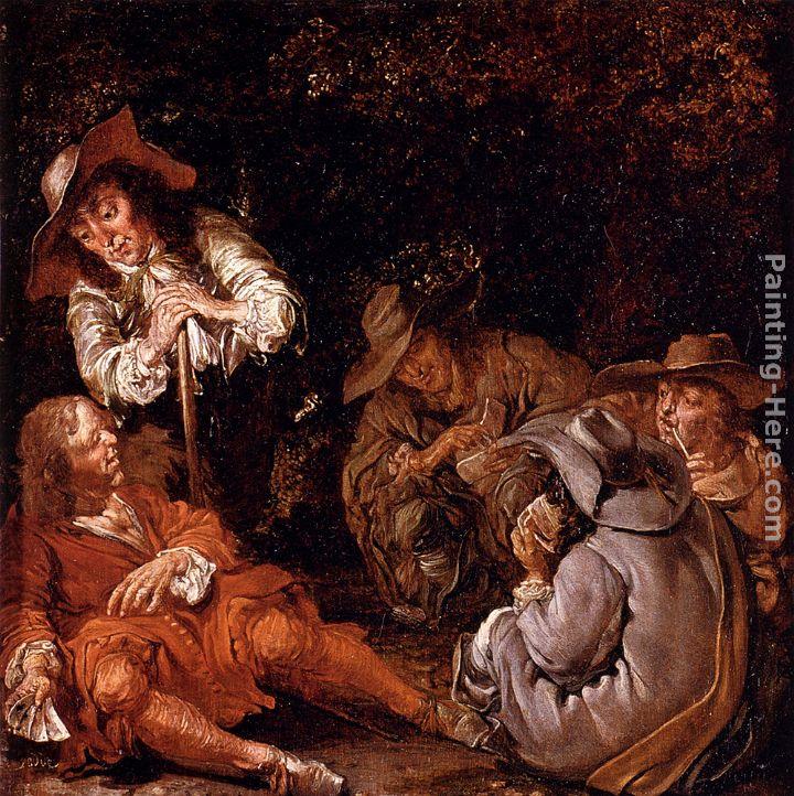 Pieter Codde Travelers Resting On A Path